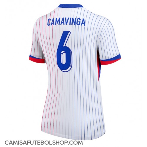 Camisa de time de futebol França Eduardo Camavinga #6 Replicas 2º Equipamento Feminina Europeu 2024 Manga Curta